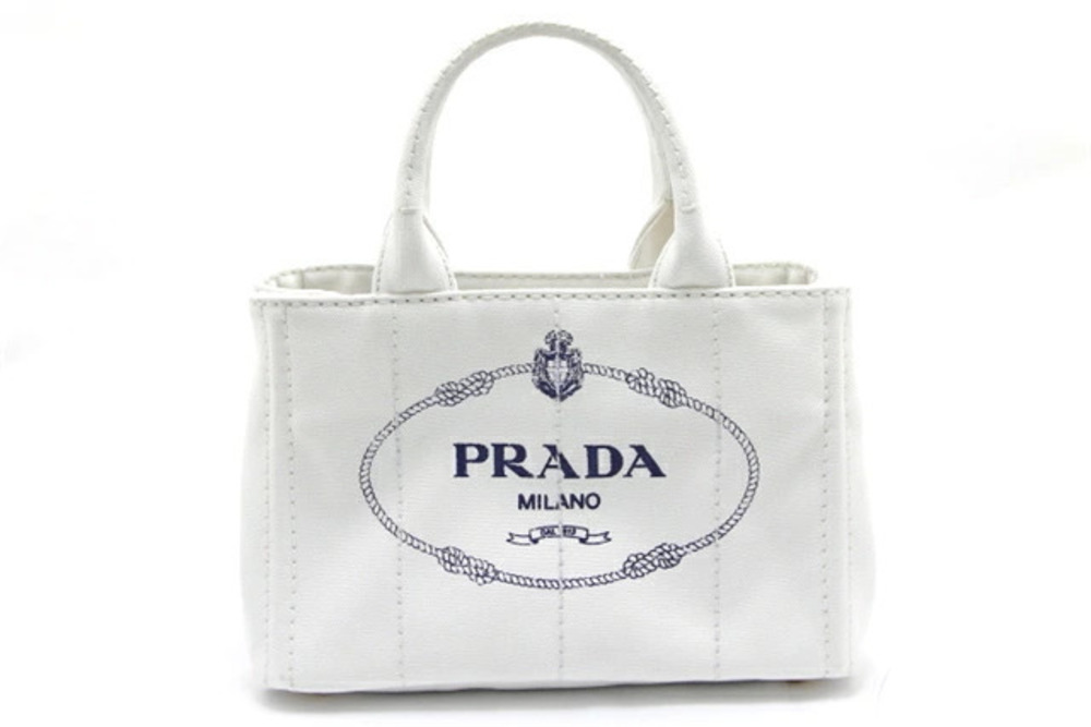 Prada Handbag Canapa White Canvas